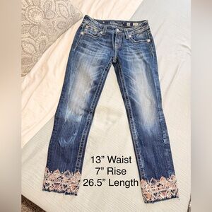 Miss Me Dark Blue Embellished Ankle Capri Jeans Size 26 Small